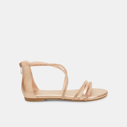 Sandalias planas de mujer con brillantitos , Rosa Sandalias planas de mujer con brillantitos , Rosa